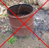 写真：ドラム缶焼却炉は禁止です