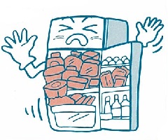 イラスト：食品が沢山詰め込まれた冷蔵庫