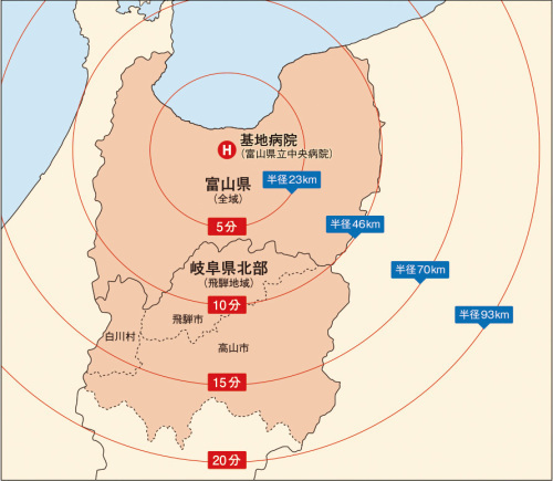 地図：ドクターヘリ出動範囲