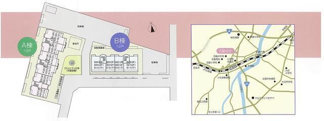 イラスト：石動住宅A棟位置図
