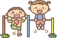 イラスト：鉄棒で遊ぶ子どもたち