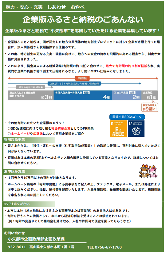 チラシ：企業版ふるさと納税のごあんない