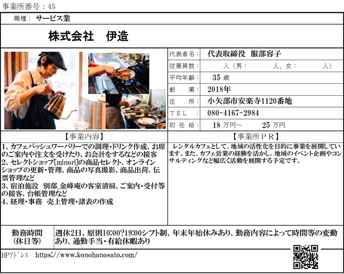 写真：株式会社　伊造　職場紹介シート