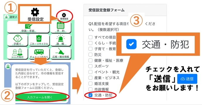 LINE受信設定登録方法