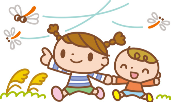 イラスト:トンボと子どもたち