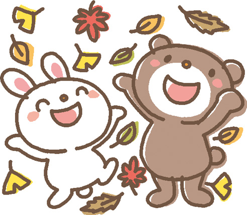 クマとウサギのイラスト