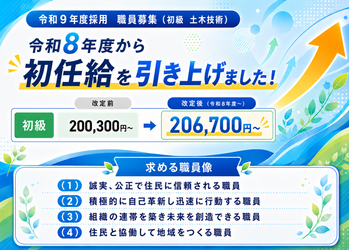 初任給の見直し、求める職員像